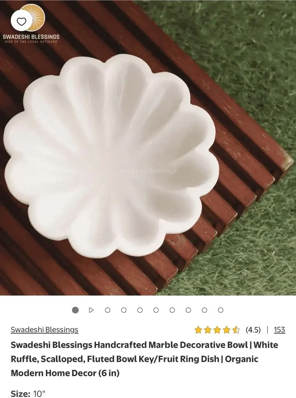 Creative Co-Op Handcrafted White Marble Flower Bowl, 6
